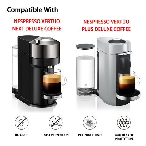 Beefed Up Heavy Duty Dust Cover For Nespresso Vertuo Next And Plus Deluxe Coffee Machines displayed without cover