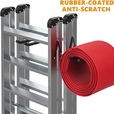 Heavy Duty Garage Hooks Set 2 Wall Mount Tool Hangers Twelve Point Four Inch Long Non Slip Rubber Coated For Car Tires