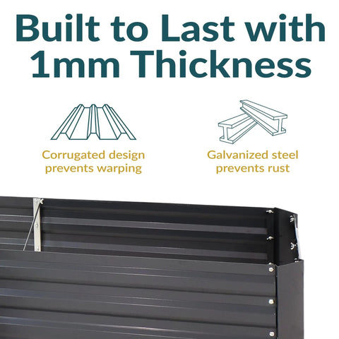 Galvanized Raised Garden Bed Kit 2x2x1 Ft Square Outdoor Planter For Vegetables Herbs And Flowers Dark Gray Metal Box With Sturdy Build For Easy Setup And Bigger Harvests In Your Backyard
