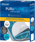 Packaging of PureFlow cabin air filter for Hyundai Tucson Elantra Santa Fe Kia Sportage Sorento K5 Santa Cruz Ioniq 5 with four stages.