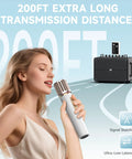 Woman using Wireless Microphone For Singing And Speaking With Ultra Stable 200 Ft Range, 9ms Latency, LED Lights, 40 Hour Battery
