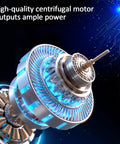 Heavy Duty Portable Air Cooler With Massive 40 Liter Tank 3 Cooling Modes And Breezy 3 Speed Settings Indoor Outdoor Evaporative Swamp Unit motor showcasing intricate design and blue lighting.