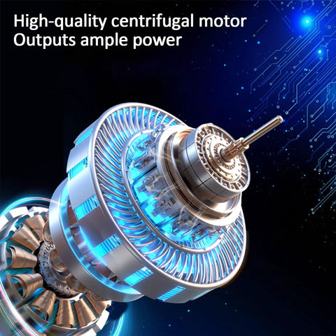 Heavy Duty Portable Air Cooler With Massive 40 Liter Tank 3 Cooling Modes And Breezy 3 Speed Settings Indoor Outdoor Evaporative Swamp Unit motor showcasing intricate design and blue lighting.