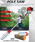 Person using 52cc Gas Weed Eater Yard Care System Do It All With 5 In 1 Attachments Edger Hedge Blade Pole Saw Brush Cutter Kit
