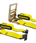 4x30 Heavy Duty Ratchet Tie Down Straps With Flat Hooks 6670 Lbs WLL Built Tough For Flatbed Truck Trailers 2 Pack Bright Yellow