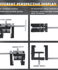 Cabinet Installation Clamp Kit For Easy Face Frame Cabinetry Installations, shown from different angles with metal claws and adjustable guides
