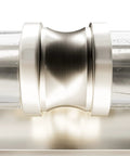 Close-up of Lenlock 2 Light Brushed Nickel Vanity Light dimmable modern style seeded glass shade detail, durable steel construction.