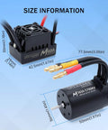 Beefy 1/10 RC Brushless Motor ESC Combo Waterproof 5700KV M3650 Motor with 60A ESC size information diagram