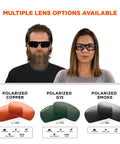 Skullerz Odin Polarized Safety Sunglasses Black Frame Smoke Lens with multiple lens options including copper and G15 polarized.