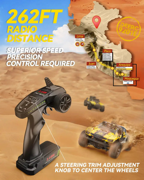 1:10 Scale 4WD RC Truck For Adults And Boys With LED Roof Lights And Headlights, remote control with off-road race map
