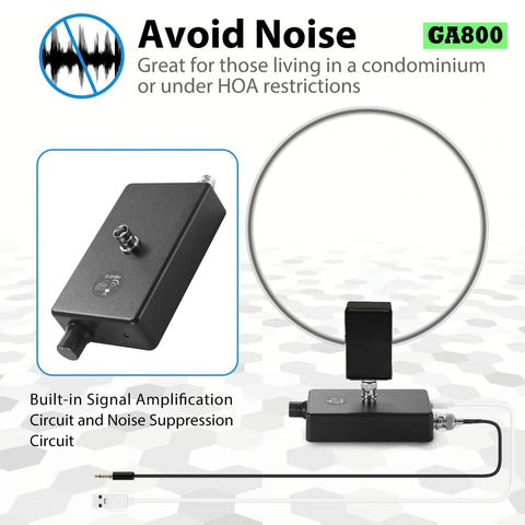 Active Shortwave Antenna With BNC Cable For Ham Radios, No-Tune Needed. Loop and amplifier circuit shown for home use.