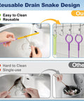 Reusable 35 Inch Drain Snake 5 Pack With Thick Bristle Brush showing easy cleaning and reuse in sink plumbing.