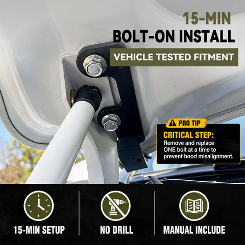 15-min installation of Heavy Duty Hole Free Ditch Light Brackets For 2024 2026 Toyota Tacoma and 2022 Plus Tundra with hood mount features.
