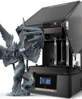 Resin 3D Printer With 13.6 Inch 7K Mono LCD Screen, showing detailed miniature print, large build volume for precision and pro projects.