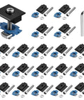 20 Piece Solar Panel Mid Clamps For Unistrut Aluminum 30Mm 35Mm Brackets Mounting Kit For Metal Roof Tin Roof Flat Roof RV Black No Sweat Install With Pre Drilled Holes showing components