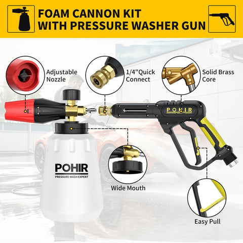 Beast Pressure Washer Gun With Foam Cannon And 50 Foot Hose 3600 PSI Cleaning Kit Featuring 15 Inch Extension Wand Seven Nozzle Tips