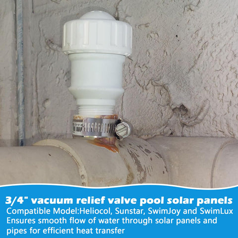 Three Quarters Inch Vacuum Relief Valve For Pool Solar Panels Compatible With Sunstar SwimJoy And SwimLux Heaters Installed