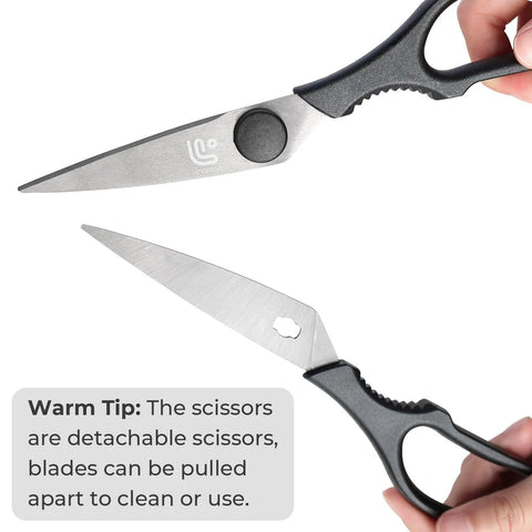 Magnetic Kitchen Scissors All Purpose Heavy Duty Shears With Break Apart Blades For Meat Poultry Veggies Herbs And Pizza Dishwasher Safe Black With Magnetic Holder For Easy Cleaning And Precise Cutting On Every Kitchen Task, detachable blades