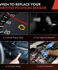 Throttle Position Sensor TPS Replacement That Fits Honda And Acura Cars Easy Plug And Play Upgrade For Accord Civic Integra CRV MDX And More Boosts Idle Stability Throttle Response And Overall Drivability, dashboard warning