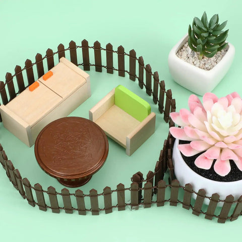 35 Inch Mini Fairy Garden Fence Wood Picket Fence for Dollhouses Planters and Fairy Gardens Brown Rustic Tiny Garden Barrier