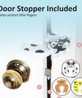 Top Shelf Baby Proofing Edge And Corner Guard Protectors Featuring Twenty Feet Of PreTaped Shock Absorbing Rubber Foam With Eight Thick Furniture Bumpers For No Sweat Toddler Safety And Quick Peel Off Cleanup with playful door stopper design.