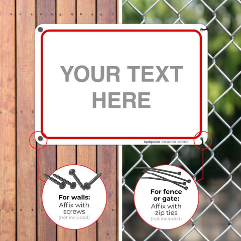 Customizable Sign For Office Home And Airbnb Door Front 10x7 Inches Aluminum Sign with mounting examples.