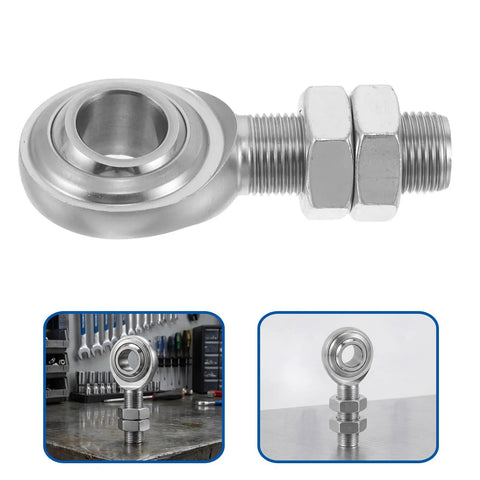3/4 Inch Steel Heim Joint Rod End With Two Nuts And Right Hand Thread For Quick Installation on a workbench.