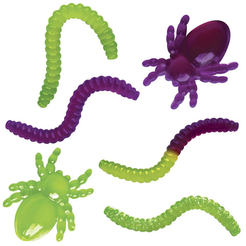 Gross Gummy Candy Lab Worms And Spiders STEM Experiment Kit For Kids Totally Fun Make Creepy Crawly Gummies At Home Two Flavors With Edible Ingredients Learn Chemistry Through Candy Made In USA, gummy worms and spider shapes