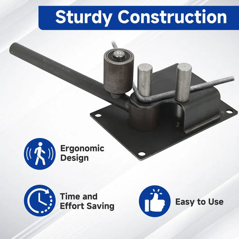 Lesolar Heavy Duty Manual Rebar Bender Tool For Concrete Steel Rods Bending Up To Half Inch Diameter 14 Mm close-up of sturdy base with ergonomic handle.