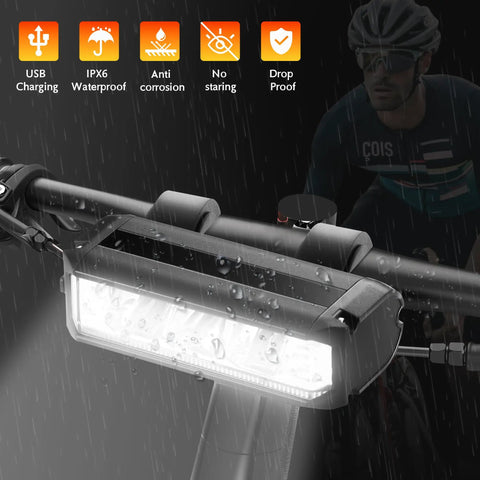 Beefy Bright Bike Light Set With USB Rechargeable Front Headlight And Rear Taillight For Night Riding Waterproof MTB Off Road And City Commuting All Weather Visibility