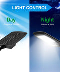 2 Pack Your Go To Solar Motion Sensor Flood Lights 1000 Lumens 168 LEDs showing day solar charging and night illumination