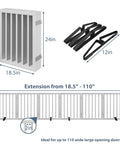 Extra Wide Wooden Dog Gate For Doorways 110 Inches Freestanding With 4 Support Stands, Foldable Indoor Pet Gate For Large Dogs And Puppies