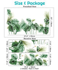Palm Leaf Wall Decals Set For Living Room And Bedroom Tropical Green Plant Wall Stickers size and packaging details.