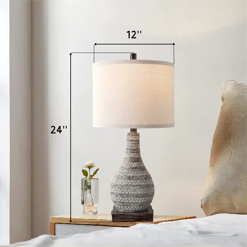 Farmhouse Table Lamp Set Of 2 With 3 Way Touch Control USB Ports And AC Outlet Includes Dimmable LED Bulbs on a nightstand