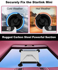 Built Tough Starlink Mini Suction Cup Mount For Car Windows Sunroof Tracks with rugged carbon steel and powerful suction.