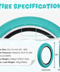 20 Inch Kids Bike Tire 20X2 Point 4 Anti Slip Kid Friendly Foldable Replacement Tire For BMX Small Wheel, green side view