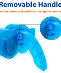 Visible: blue removable handle of Must Have Ultimate Chain Cleaner Kit For Bikes with scrubber brushes and gear scraper detail brush.