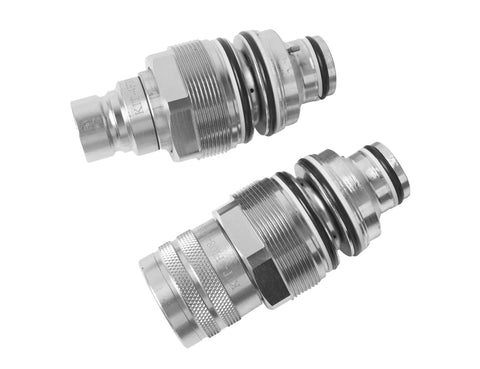 MIKODA hydraulic flat-face coupler kit, two metal male and female connectors, 46mm thread.