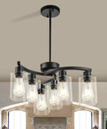 6 Light Modern Chandeliers For Dining Room Black Hanging Light Fixture And Kitchen Pendant Lighting Over Island