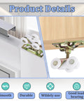 4Pcs Sliding Pocket Door Rollers Assembly with top hanger for bypass and closet doors, shown installed on track and wood surface.