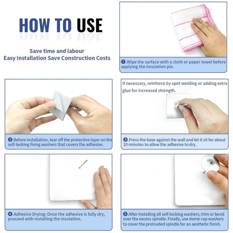 Step-by-step guide on using Straight Up Tough Self Stick Insulation Pins 2-1/2 Inch for easy installation.