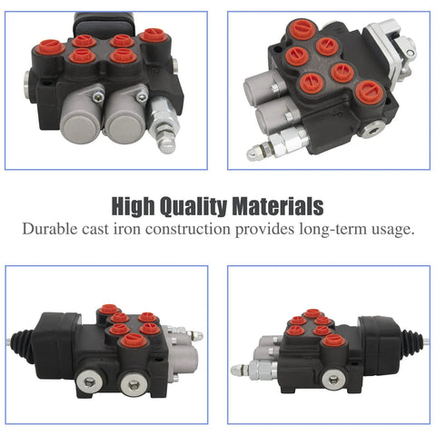 Hardworking Two Spool Hydraulic Directional Control Valve With 11 GPM Joystick for Small Tractors, durable cast iron design