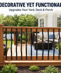 Deck with 32 And A Quarter Inch Black Curved Aluminum Deck Balusters 25 Pack Includes 100 Screws And 8 Extra Fasteners