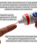 Person applying Food Grade Silicone Lubricant For O Rings And Gaskets That Keeps Faucets Plumbing Pool Spa And Valves Running Smooth NSF H1 Certified 1.76 Oz 50 G O Ring Grease For Automotive Marine Drinking Water Systems onto fingertip from tube