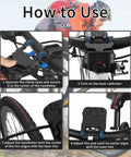 Dead Center Bike Laser Calibrator Rechargeable Wheel Handlebar Alignment Tool With Bang On Half Millimeter Precision Waterproof Build For Road Mountain Folding Cycles Quick Install Zero Sweat Setup Always Runs Tight showing installation steps on handlebars and tire alignment.
