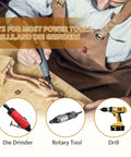 Man using Pro Grade Wood Carving Drill Bits Set For Dremel Rotary Tool on wooden block with engraving kit