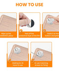 Installation guide for 4 Pack Ball Bearing Swivel Casters, showing steps to attach mini wheels on furniture with adhesive and screws.