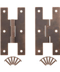 Antique Copper Finish H Style Cabinet Door Hinges Three By One And Five Eighths Inches Flush Mount Pack Of 4 Heavy Duty Steel Hardware