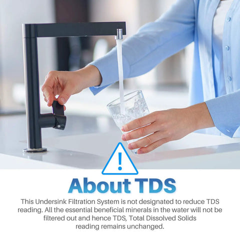 Person using Under Sink Water Filter System With Plug And Play Install No Fuss Setup Direct Connect Under Counter Design Removes Heavy Metals
