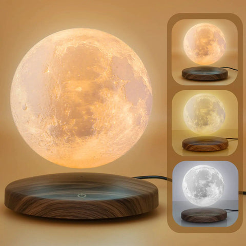 Dope Levitating Moon Lamp With Magnetic Floating Base, 3 Color Modes, 3D LED Moon, 6 Inch Desk Light displaying glow